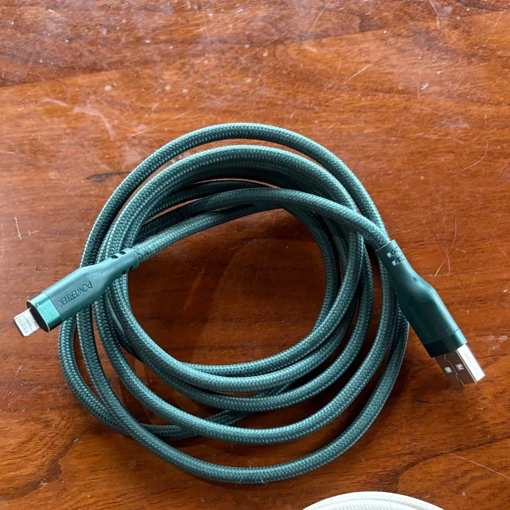 Premium USB Charging Cables - one green and one Beige 6 ft